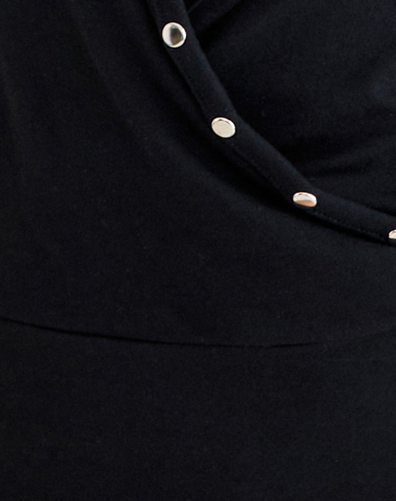 Kalei Cami Top in Rayon Jersey Black with Studs