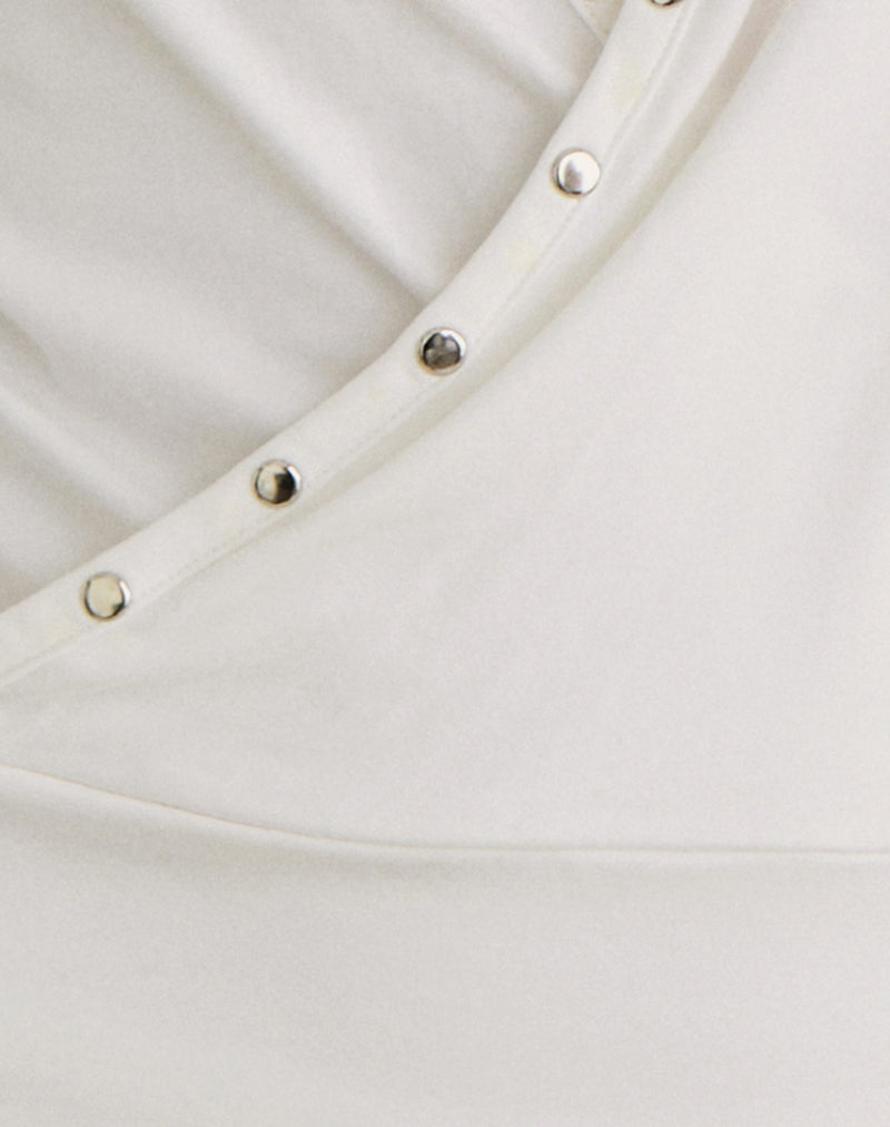 Kalei Cami Top in Rayon Jersey Off White with Studs