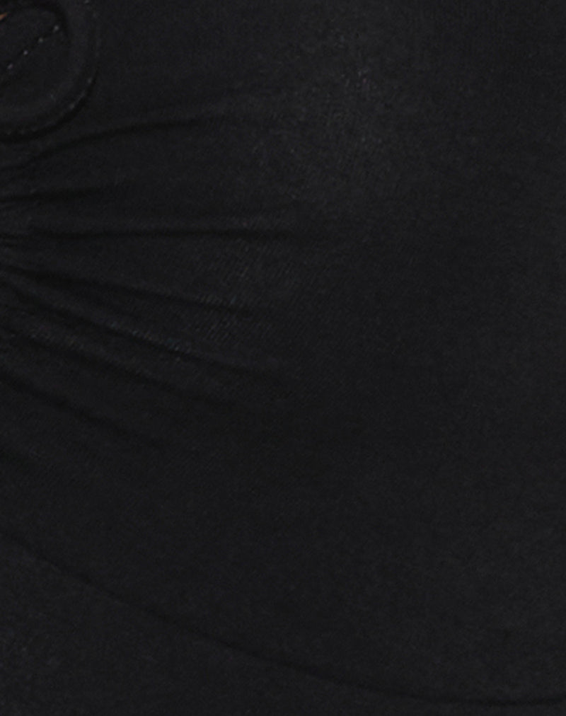 Kamisu Long Sleeve Keyhole Top in Black