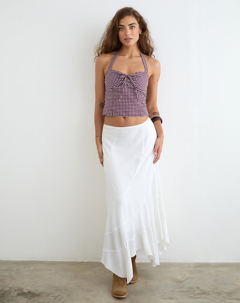 Kampi Halterneck Top in Mini Gingham Wine