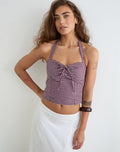 Kampi Halterneck Top in Mini Gingham Wine