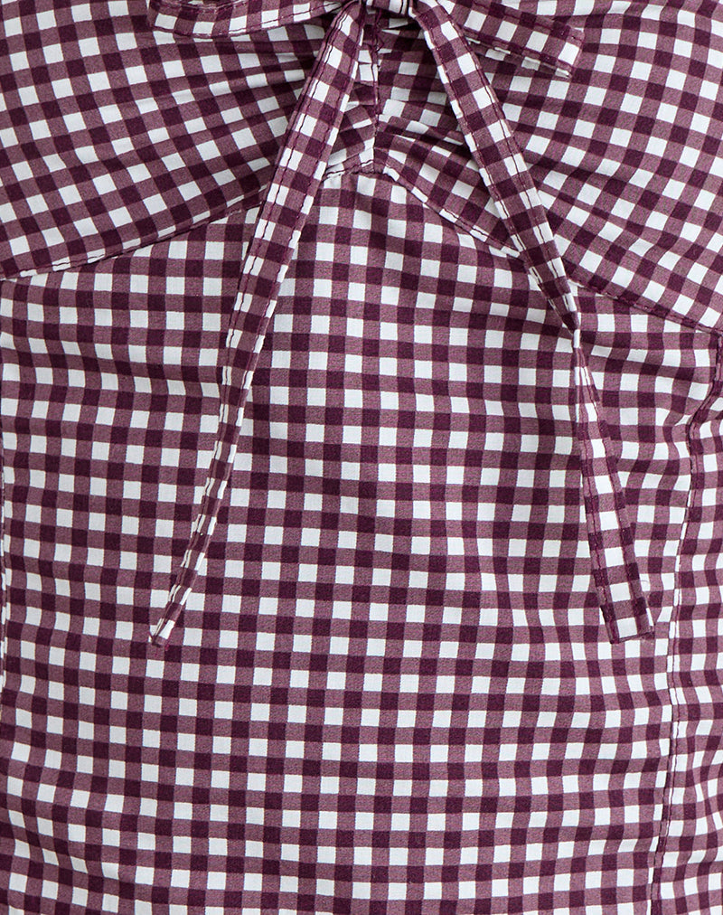 Kampi Halterneck Top in Mini Gingham Wine