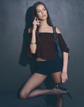 Kanela Slouch Poncho in Jersey Bitter Chocolate