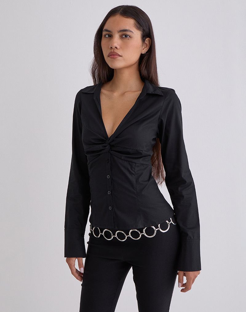 Karis Shirt in Poplin Black