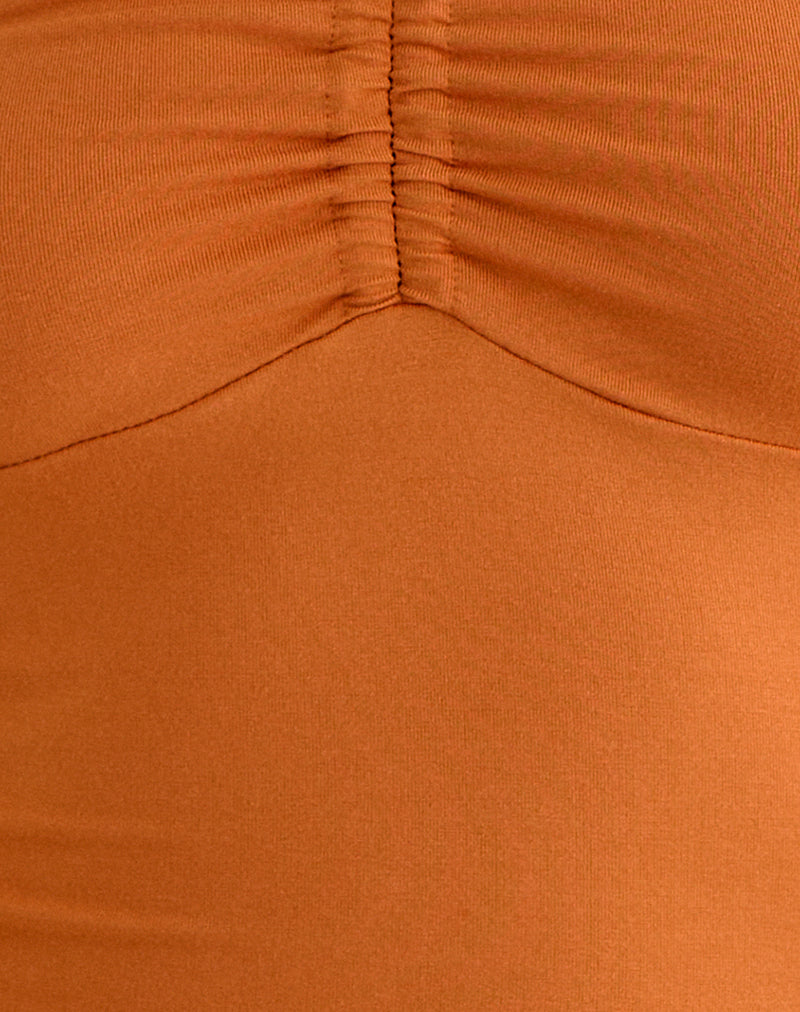 Keona Halterneck Top in Rayon Jersey Sunset Orange
