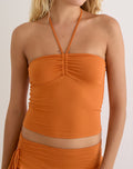 Keona Halterneck Top in Rayon Jersey Sunset Orange
