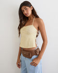 Kindos Halter Top in Butter Yellow with Micro Polka Dots
