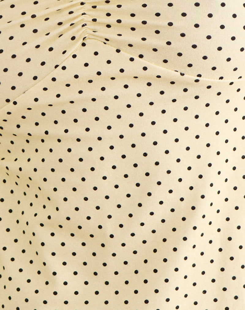 Kindos Halter Top in Butter Yellow with Micro Polka Dots