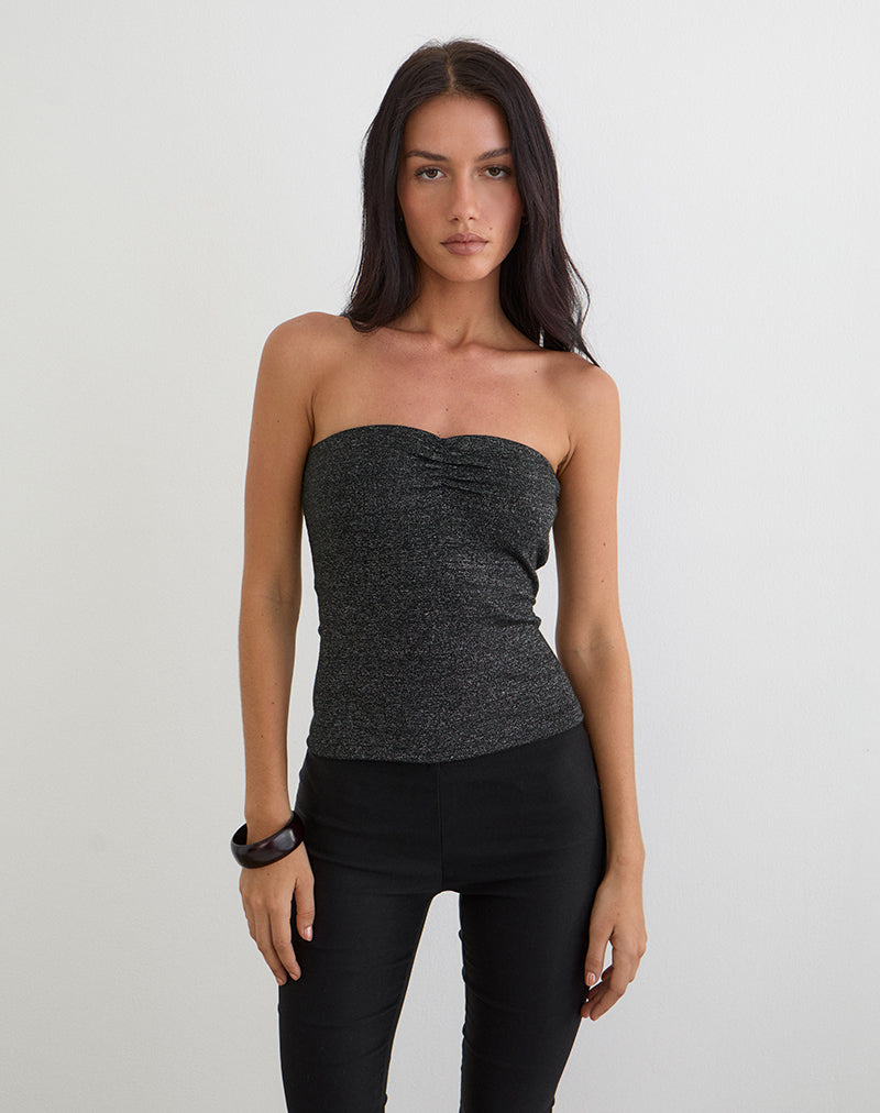 Kolisa Ruched Bust Top in Black