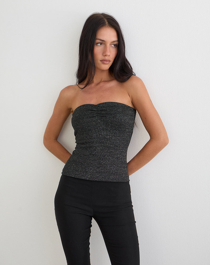 Kolisa Ruched Bust Top in Black