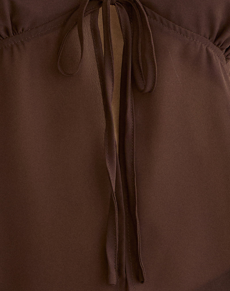 Kota Chiffon Blouse Top in Brown
