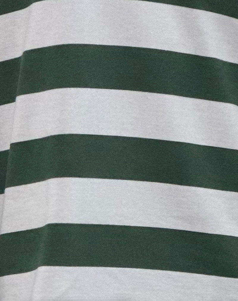 Kumara Rugby Shirt in Green. Khaki and White