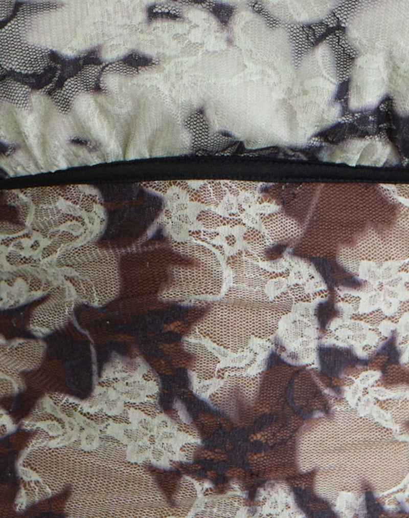 Laluna Top in Silhouette Leaf Ivory Black