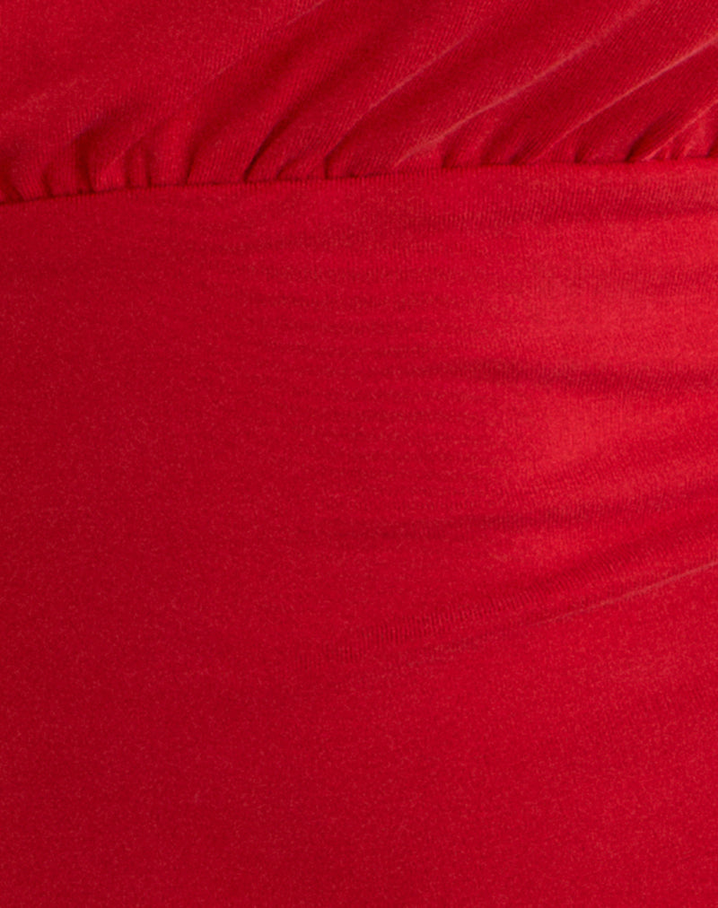 Lanthe Deep Plunge Top in Cupro Red