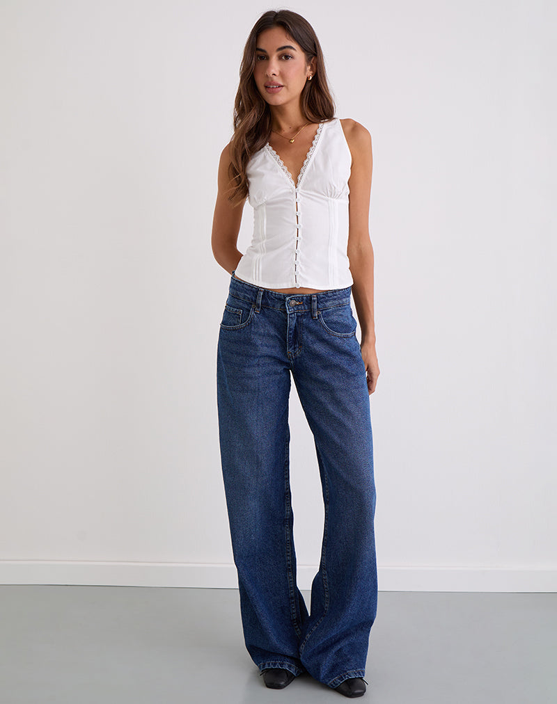 Lasily V Neck Corset Top in White