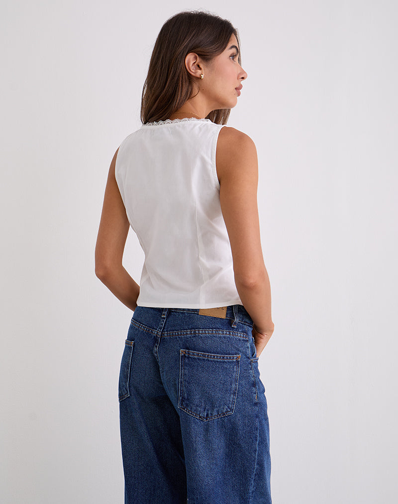 Lasily V Neck Corset Top in White