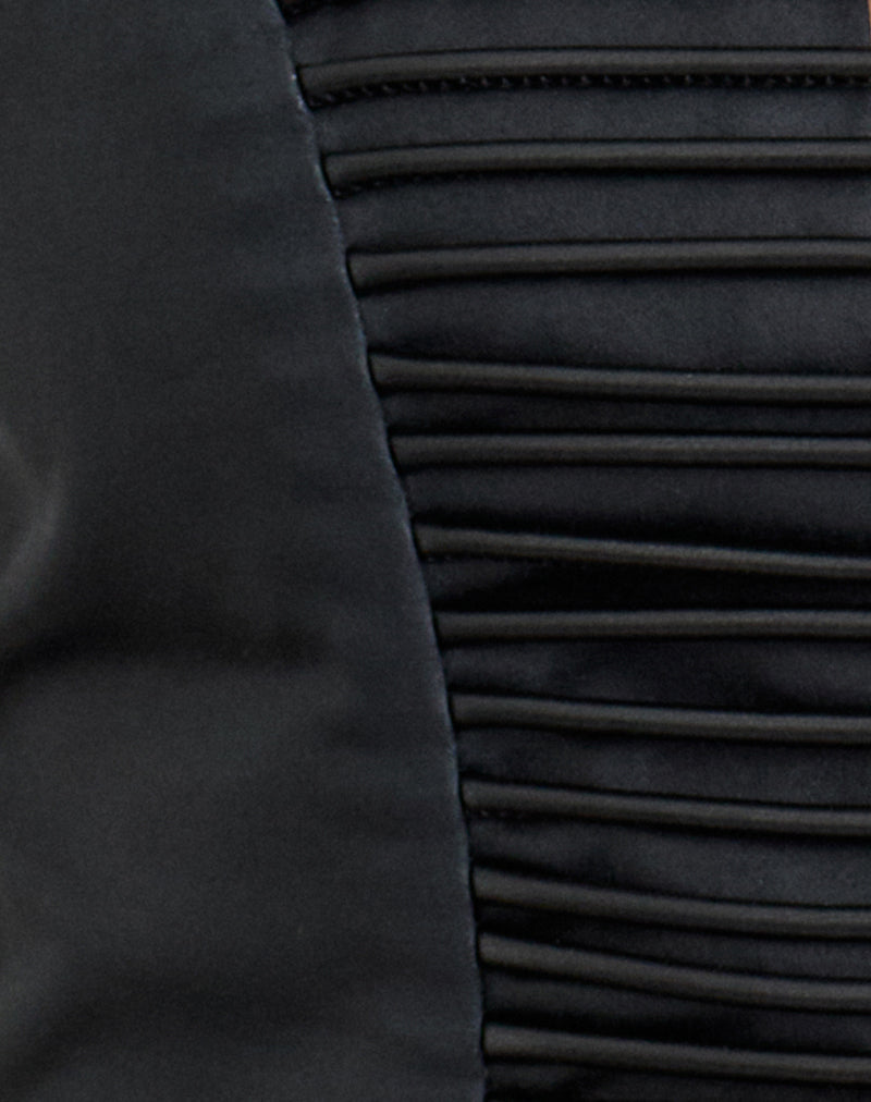 Laudya Top with Horizontal Straps in PU Black