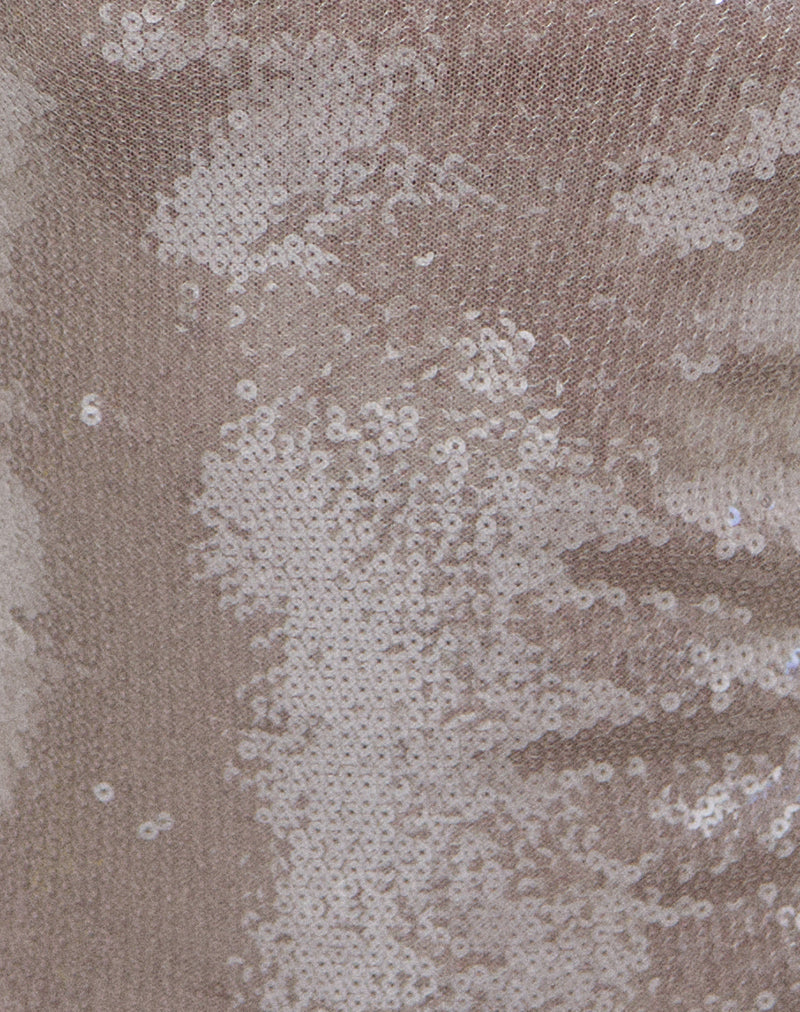 Lauren V Neck Top in Sequin Mauve