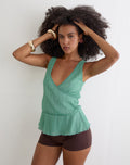 Layu Plunge Wrap Top in Plisse Turquoise