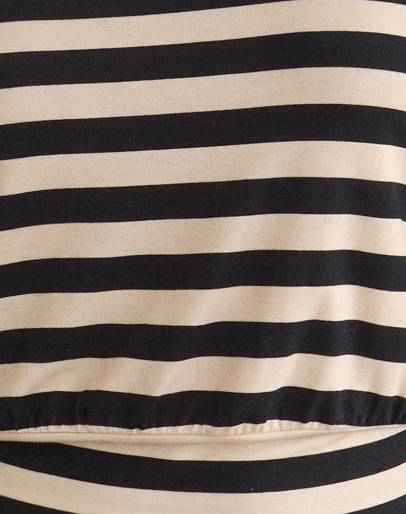 Leocadia Bandeau Top in Cupro Stripe Black and Ivory