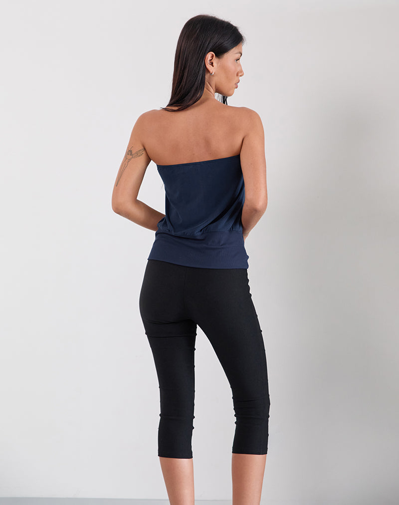 Leocadia Long Bandeau Top In Cupro Navy