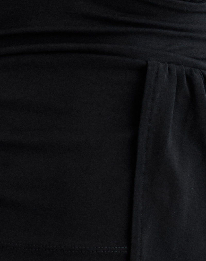 Levard Long Sleeve Top with Drape in Jersey Black