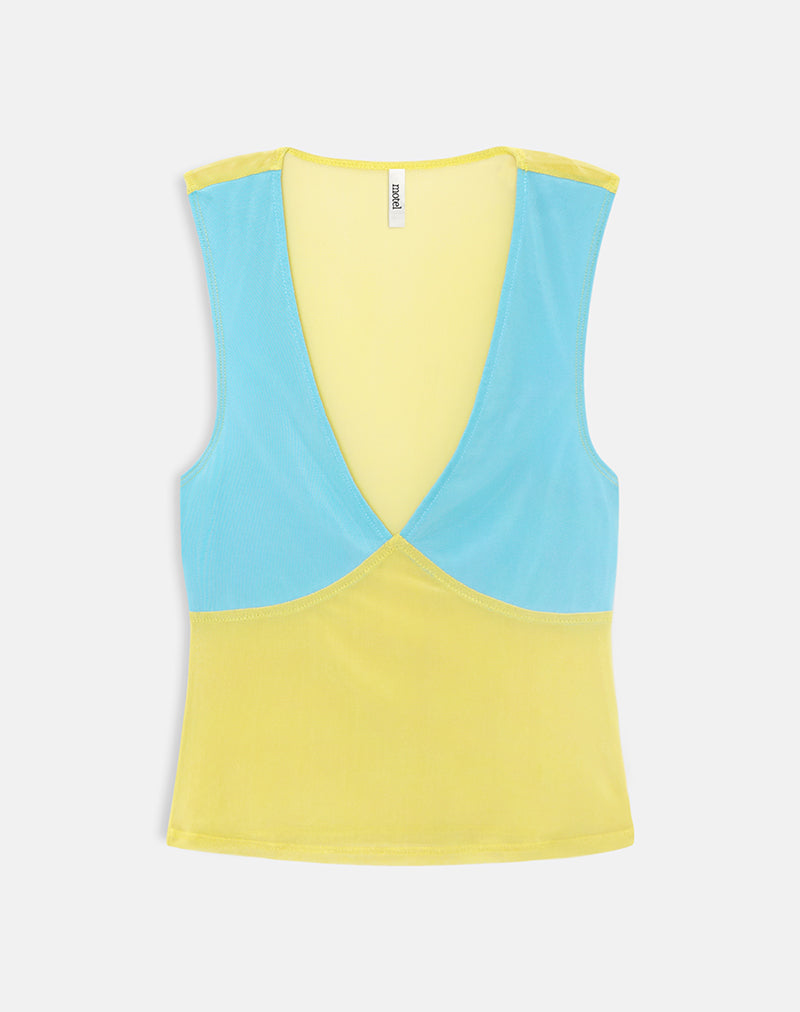 Lihat Top in Baby Blue and Mustard
