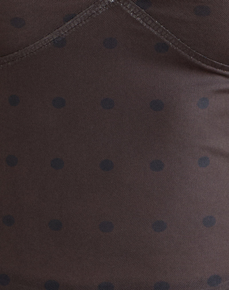 Lihat Top in Mesh Rustic Polka Brown