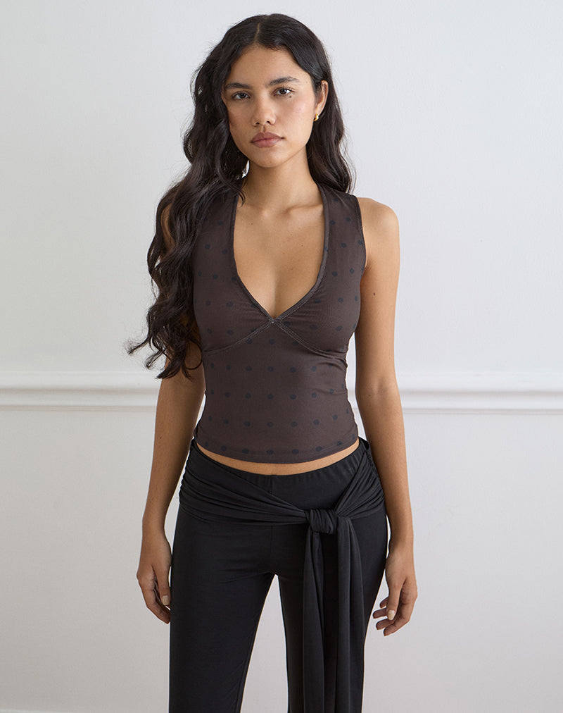 Lihat Top in Mesh Rustic Polka Brown