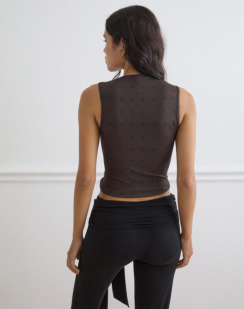 Lihat Top in Mesh Rustic Polka Brown