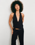 Lilita Halterneck Top in Chiffon Black