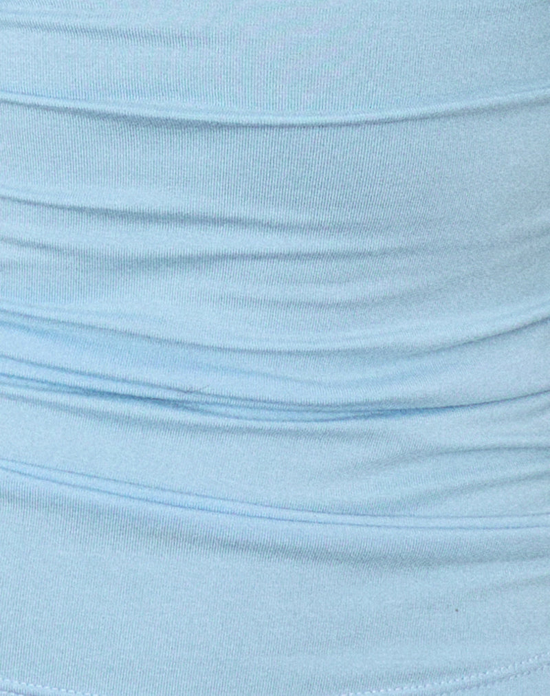 Lilro Long Sleeve Plunge Batwing Top in Cool Blue