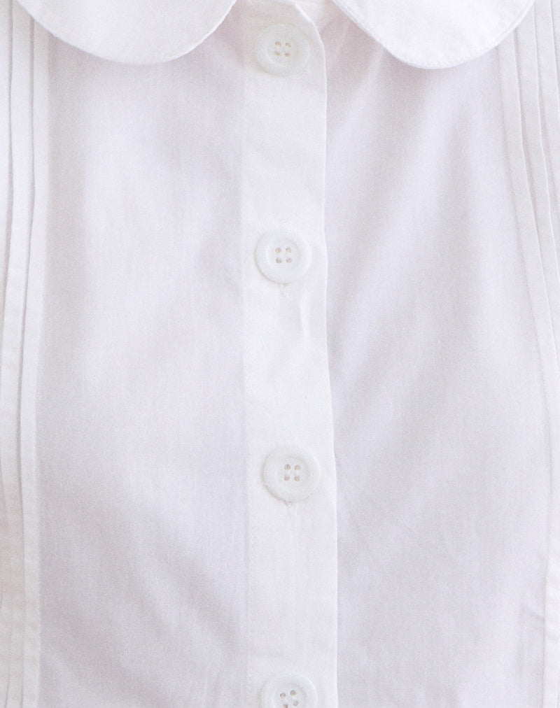 Linde Blouse with Peplum Hem in Poplin White