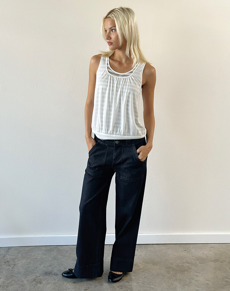 Litzy Double Layer Top in Sheer Jersey Grey and White Stripe