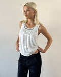 Litzy Double Layer Top in Sheer Jersey Grey and White Stripe