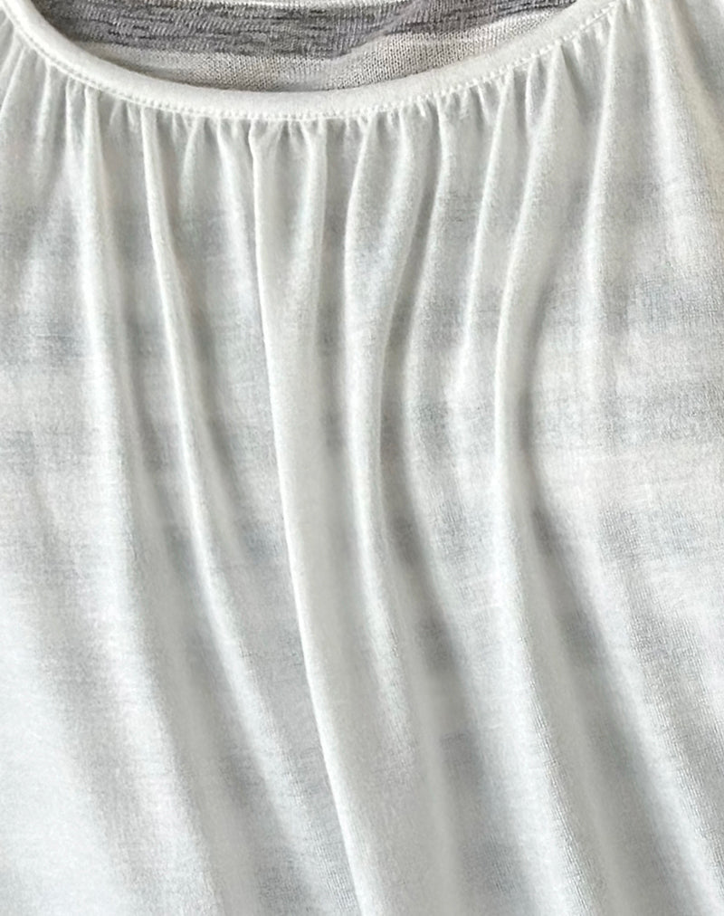 Litzy Double Layer Top in Sheer Jersey Grey and White Stripe