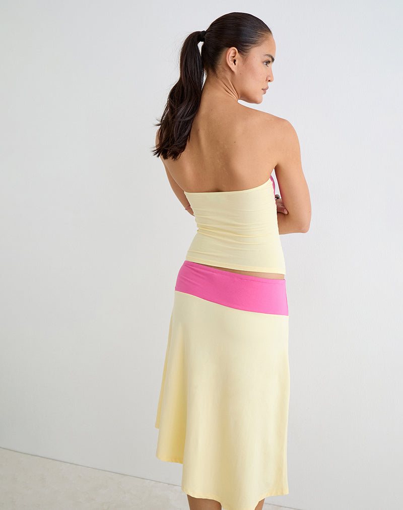 Liv Top in Rayon Jersey Lemon Yellow and Deep Pink