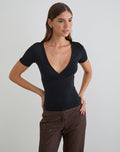 Lobos Crossover Top in Rayon Jersey Black