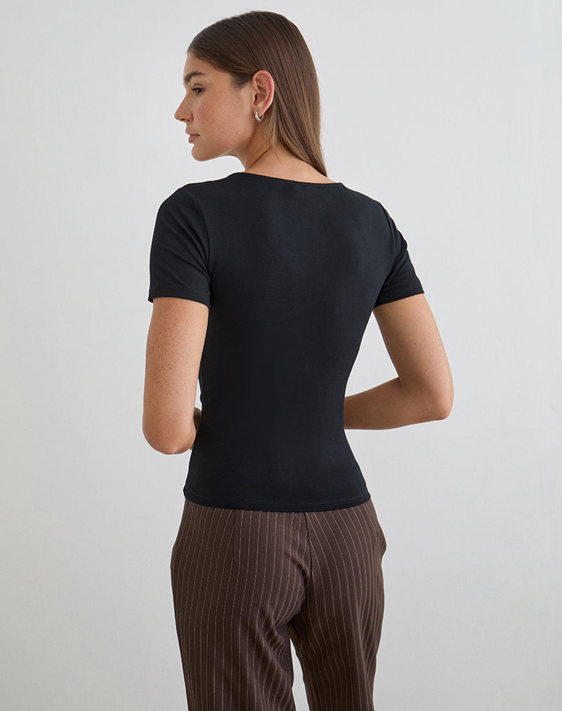 Lobos Crossover Top in Rayon Jersey Black