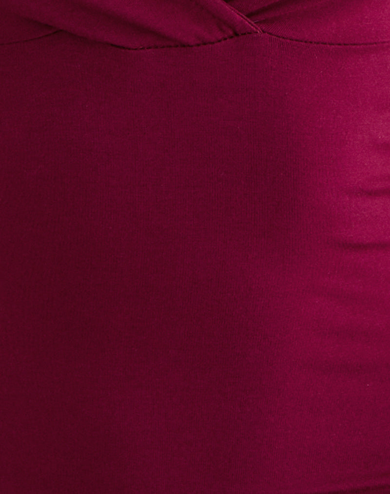 Lobos Crossover Top in Rayon Jersey Burgundy