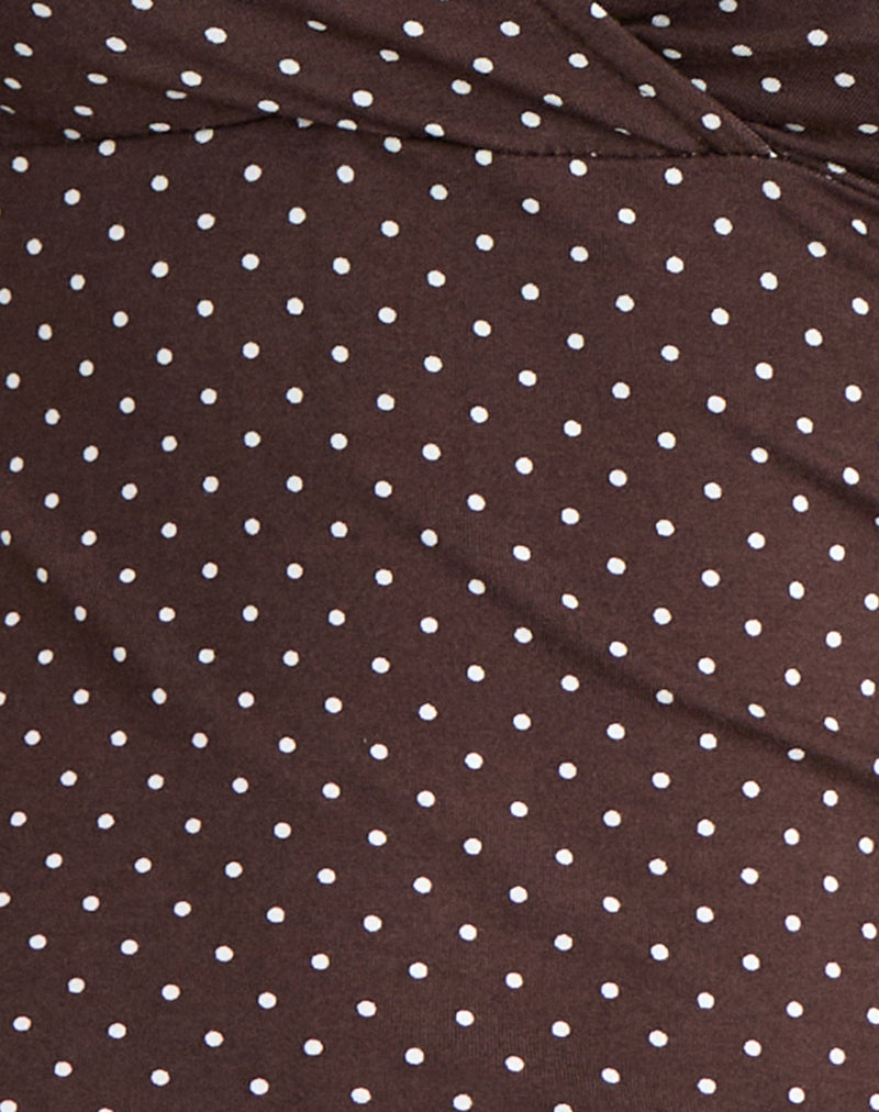 Lobos Crossover Top in Jersey Micro Polka Brown