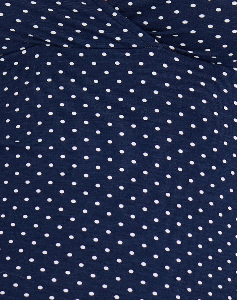 Lobos Crossover Top in Jersey Micro Polka Navy