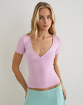 Lobos Crossover Top in Rayon Jersey Lavender