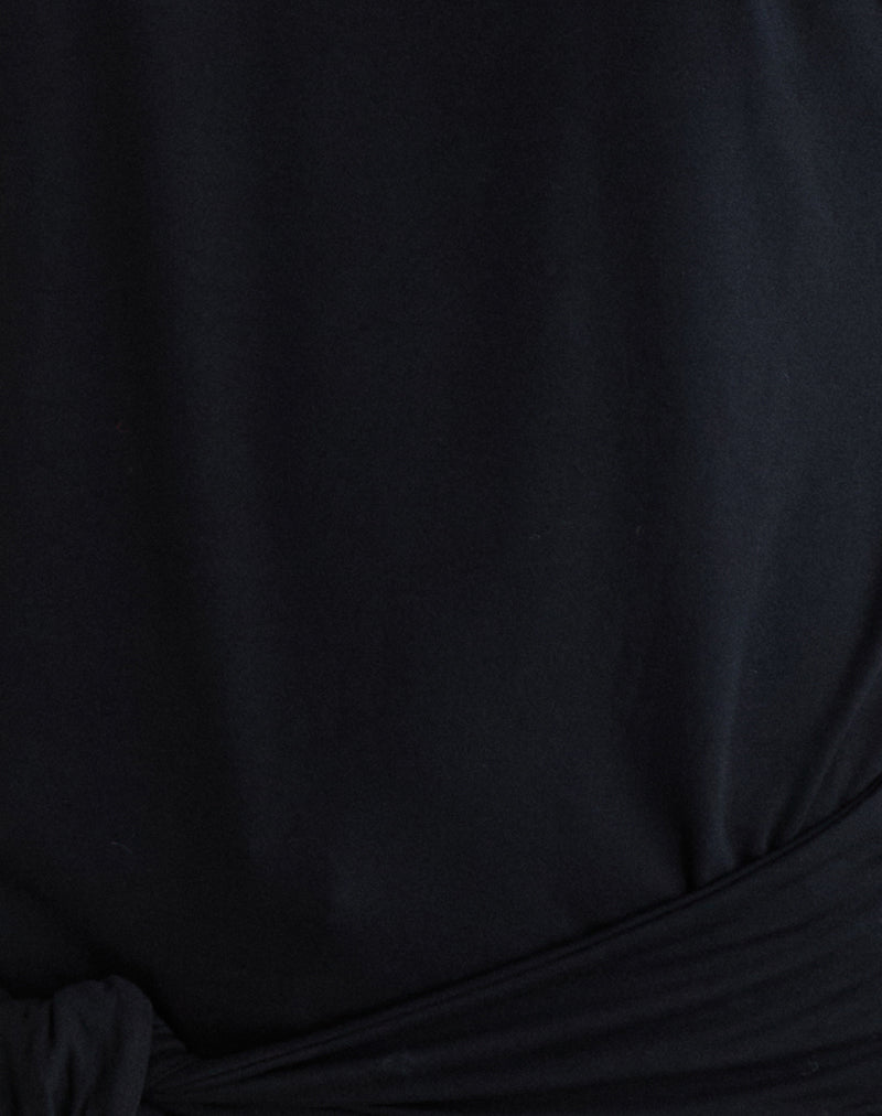 Lola Tie Waist Top in Rayon Jersey Black