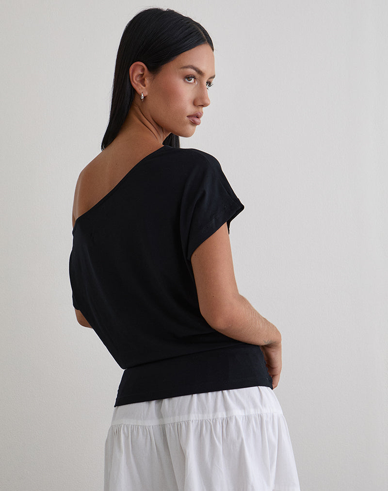 Lola Tie Waist Top in Rayon Jersey Black