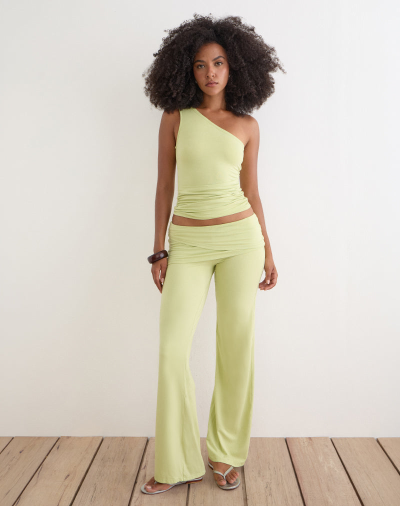Suvi Asymmetric One Shoulder Top in Rayon Jersey Pistachio