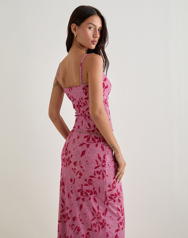 Lotus Cami Top in Stencil Flower Pink
