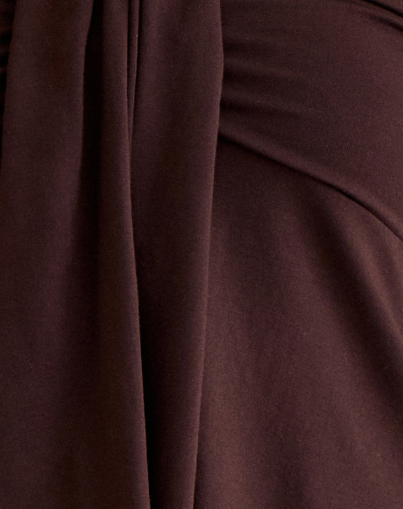 Lue Halterneck Top in Rayon Jersey Chocolate Brown