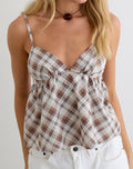 Luz Babydoll Top in Angled Check Brown