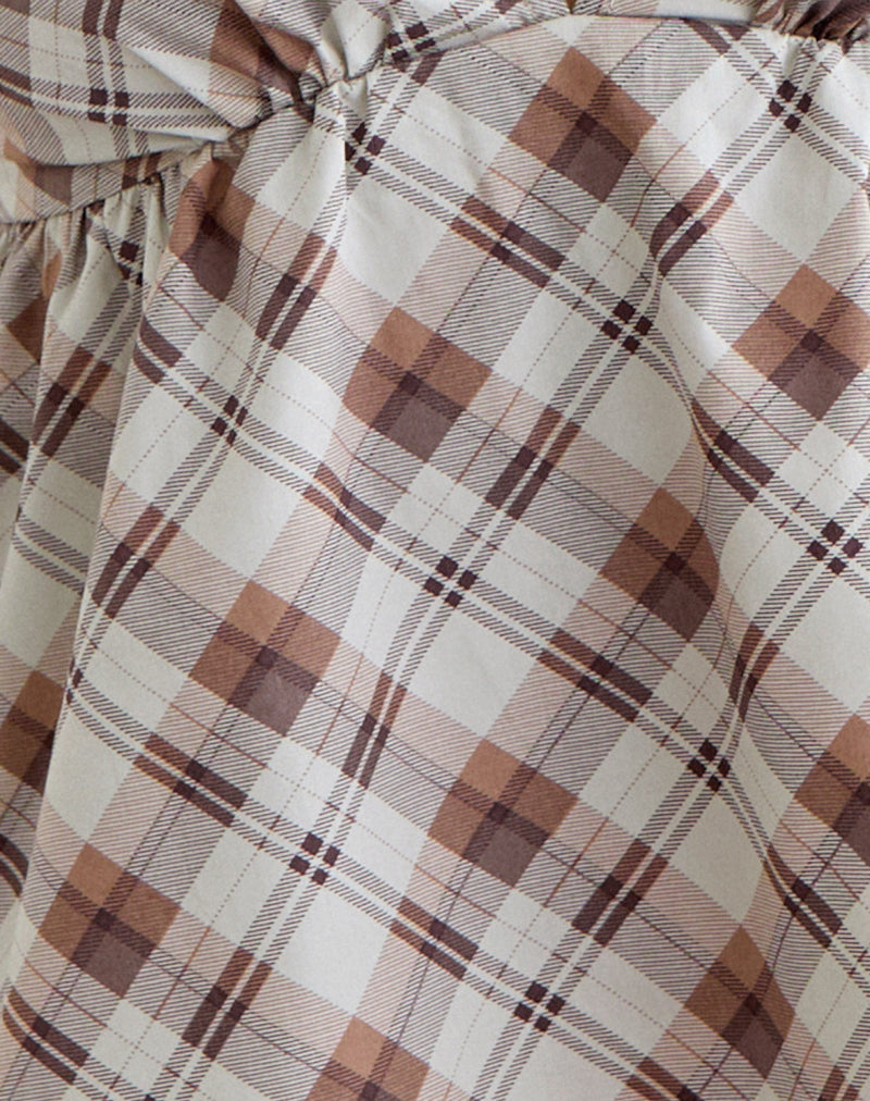 Luz Babydoll Top in Angled Check Brown